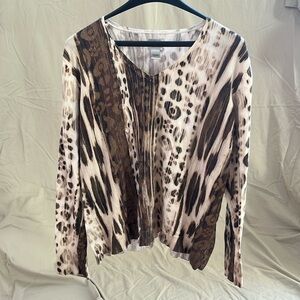 Chico’s sweater, Chico’s size 2, cream and brown print